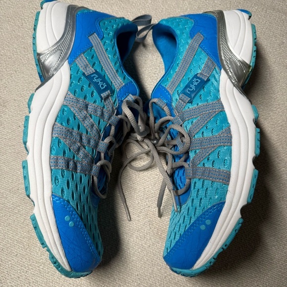 Ryka Hydro Sport Cross Trainer Shoes Turquoise and Gray Mesh Sneakers - Picture 3 of 8